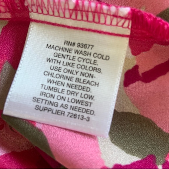 LIZ CLAIBORNE PINK PATTERNED BLOUSON STYLE BUTTONED SLEEVELESS SUMMER DRESS / M - Picture 2 of 6